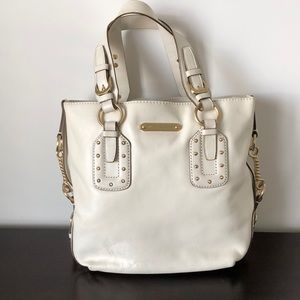 Michael Kors Cream Handbag with gold-toned Studded details and Canvas Lining
